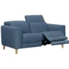 Canapé Relaxation 2 Places En Tissu Bleu Et Pieds Bois - POLO