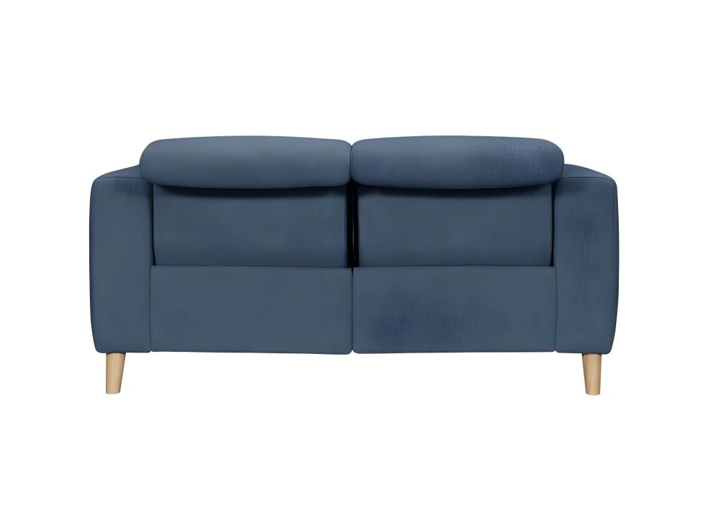 Canapé Relaxation 2 Places En Tissu Bleu Et Pieds Bois - POLO 5 Canapé Relaxation 2 Places En Tissu Bleu Et Pieds Bois - POLO – Image 5