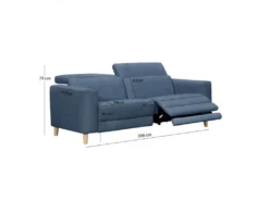 Canapé Relaxation Motorisé 2.5 Places En Tissu Bleu Pieds Bois - POLO -Canapé Soldes Boutique canape 10346675