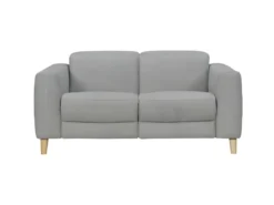 Canapé Relaxation 2 Places En Tissu Gris Et Pieds Bois - POLO -Canapé Soldes Boutique canape 10346683