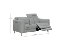 Canapé Relaxation 2 Places En Tissu Gris Et Pieds Bois - POLO -Canapé Soldes Boutique canape 10346685