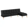 Banquette Convertible Angle Réversible Et Modulable Tissu Noir - KURT