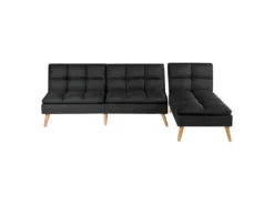 Banquette Convertible Angle Réversible Et Modulable Tissu Noir - KURT -Canapé Soldes Boutique canape 10567649