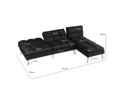 Banquette Convertible Angle Réversible Et Modulable Tissu Noir - KURT -Canapé Soldes Boutique canape 10567653