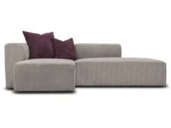 Canapé D'angle Gauche En Velours Côtelé Gris JANAO -Canapé Soldes Boutique canape 10675733