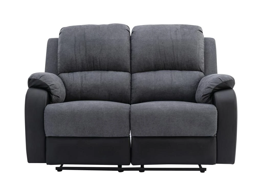 Canapé 2 Places Relax En Microfibre Et Simili Gris Et Noir BRODY 6 Canapé 2 Places Relax En Microfibre Et Simili Gris Et Noir BRODY – Image 6