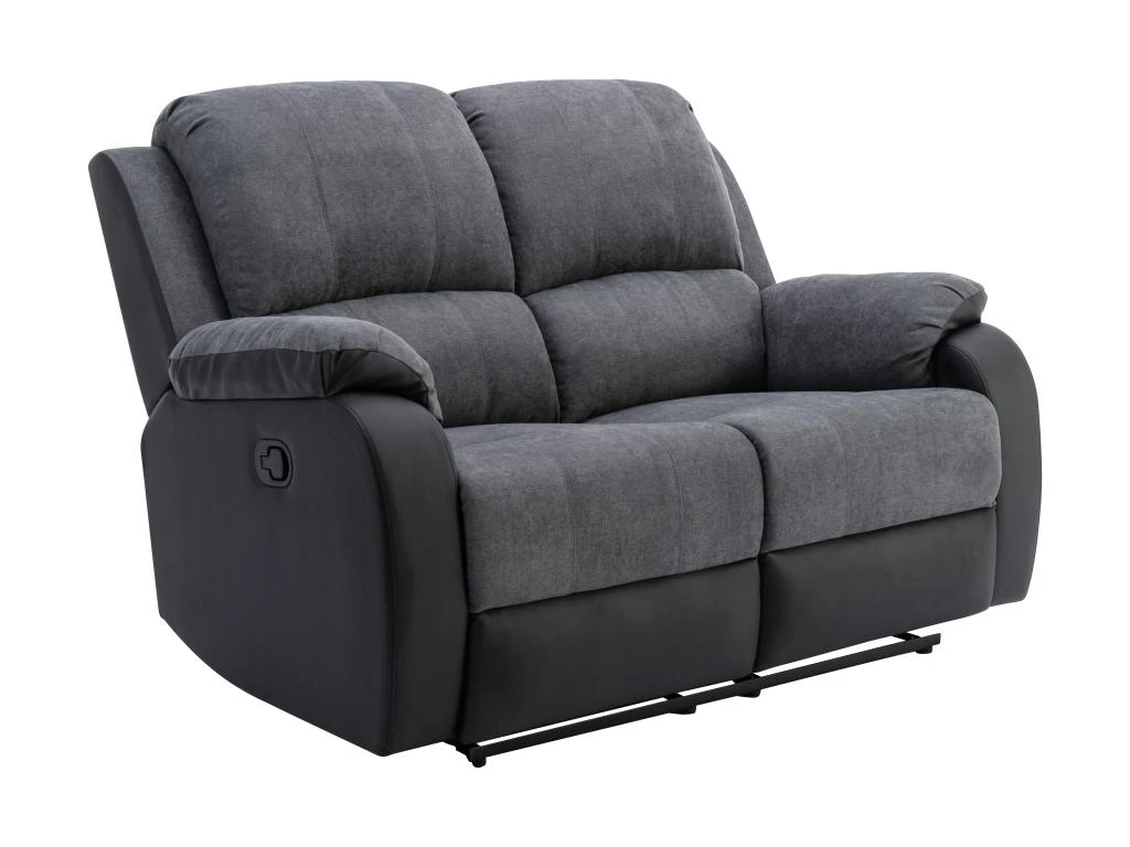 Canapé 2 Places Relax En Microfibre Et Simili Gris Et Noir BRODY 2 Canapé 2 Places Relax En Microfibre Et Simili Gris Et Noir BRODY – Image 2