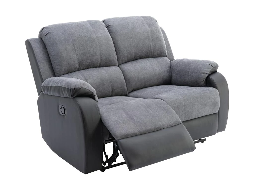 Canapé 2 Places Relax En Microfibre Et Simili Gris Et Noir BRODY 3 Canapé 2 Places Relax En Microfibre Et Simili Gris Et Noir BRODY – Image 3