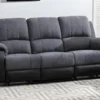Canapé 3 Places Relax En Microfibre Et Simili Gris Et Noir BRODY