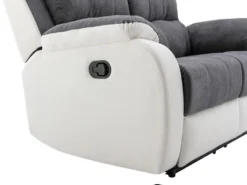Canapé 2 Places Relax En Microfibre Et Simili Gris Et Blanc BRODY -Canapé Soldes Boutique canape 10678687
