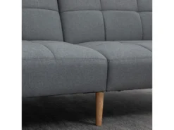 Canapé Convertible 2 Places Design Scandinave Dossier Inclinable 3 Positions Piètement Bois Tissu Aspect Lin Gris -Canapé Soldes Boutique canape 10678791