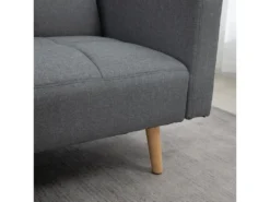 Canapé Convertible 2 Places Design Scandinave Dossier Inclinable 3 Positions Piètement Bois Tissu Aspect Lin Gris -Canapé Soldes Boutique canape 10678793