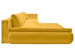 Canapé Convertible Angle Gauche En Tissu Côtelé Jaune - WINNIE -Canapé Soldes Boutique canape 10685861