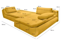 Canapé Convertible Angle Droit En Tissu Côtelé Jaune - WINNIE 9 Canapé Convertible Angle Droit En Tissu Côtelé Jaune - WINNIE -Canapé Soldes Boutique canape 10685997