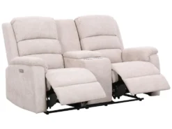 Canapé 2 Places Relax électrique En Tissu Beige Avec Tablette NEVERS -Canapé Soldes Boutique canape 10723855