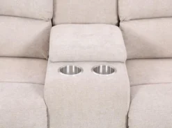 Canapé 2 Places Relax électrique En Tissu Beige Avec Tablette NEVERS -Canapé Soldes Boutique canape 10723865