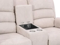 Canapé 2 Places Relax électrique En Tissu Beige Avec Tablette NEVERS -Canapé Soldes Boutique canape 10723867