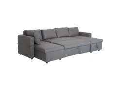 Canapé Panoramique Convertible Simili SCOTT 4 Places Gris - HAPPY GARDEN -Canapé Soldes Boutique canape 10779099