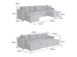 Canapé Panoramique Convertible Simili SCOTT 4 Places Gris - HAPPY GARDEN -Canapé Soldes Boutique canape 10779101