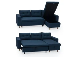 Canapé D'angle Convertible WADE 3 Places Bleu - HAPPY GARDEN -Canapé Soldes Boutique canape 10780595