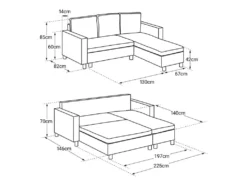 Canapé D'angle Convertible WADE 3 Places Bleu - HAPPY GARDEN -Canapé Soldes Boutique canape 10780599
