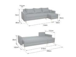 Canapé D'angle Convertible ANTONI 3 Places Gris - HAPPY GARDEN -Canapé Soldes Boutique canape 10780689