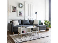 Canapé D'angle Convertible ANTONI 3 Places Gris - HAPPY GARDEN -Canapé Soldes Boutique canape 10780691