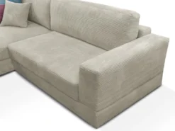 Canapé D'angle Gauche En Velours Côtelé Gris CURIPINA -Canapé Soldes Boutique canape 10790833