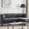 Canapé D'angle Réversible En Velours Anthracite TURNER