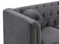 Canapé D'angle Réversible En Velours Anthracite TURNER -Canapé Soldes Boutique canape 10838771