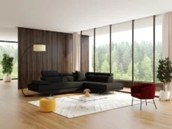 Canapé D'angle XL En Tissu ROMAIN - Noir Angle Gauche