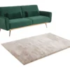 Ensemble Canapé 3 Places Convertible Clic-clac Vert Sapin LAUNEI Et Tapis Taupe DOLCE