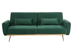 Ensemble Canapé 3 Places Convertible Clic-clac Vert Sapin LAUNEI Et Tapis Taupe DOLCE -Canapé Soldes Boutique canape 10887643