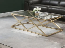 Ensemble Canapé D'angle Gauche Convertible Beige AMELIA Et Table Basse Dorée CHARLOTTE -Canapé Soldes Boutique canape 10888149