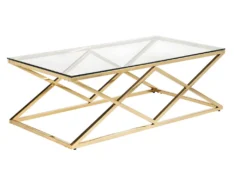 Ensemble Canapé D'angle Droit Convertible Beige AMELIA Et Table Basse Dorée CHARLOTTE -Canapé Soldes Boutique canape 10888185