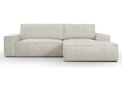 Ensemble Canapé D'angle Droit Convertible Beige AMELIA Et Table Basse Dorée CHARLOTTE -Canapé Soldes Boutique canape 10888191