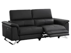 Canapé 3 Places Relax électrique En Cuir De Vachette Noir BREYT II -Canapé Soldes Boutique canape 10905305