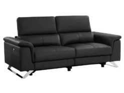 Canapé 3 Places Relax électrique En Cuir De Vachette Noir BREYT II -Canapé Soldes Boutique canape 10905307