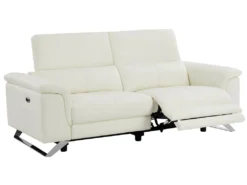 Canapé 3 Places Relax électrique En Cuir De Vachette Blanc BREYT II -Canapé Soldes Boutique canape 10906105