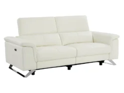 Canapé 3 Places Relax électrique En Cuir De Vachette Blanc BREYT II -Canapé Soldes Boutique canape 10906107