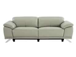 Canapé 3 Places Relax électrique En Cuir De Vachette Gris Clair AZIDEE II -Canapé Soldes Boutique canape 11160947