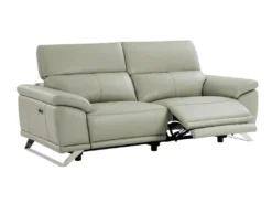 Canapé 3 Places Relax électrique En Cuir De Vachette Gris Clair AZIDEE II -Canapé Soldes Boutique canape 11160969