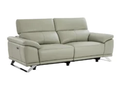 Canapé 3 Places Relax électrique En Cuir De Vachette Gris Clair AZIDEE II -Canapé Soldes Boutique canape 11160971