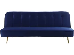 Canapé Clic Clac En Velours "James" - 180 X 83 X 75 Cm - 3 Places - Bleu Foncé