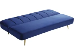 Canapé Clic Clac En Velours "James" - 180 X 83 X 75 Cm - 3 Places - Bleu Foncé -Canapé Soldes Boutique canape 11176229