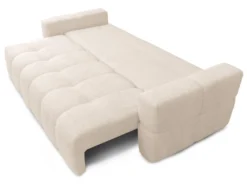 Canapé 3 Places Convertible En Tissu Bouclette Crème ISSORO -Canapé Soldes Boutique canape 11196735