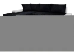 Canapé D'angle Convertible Gauche 4 Places Avec Coffre Joakim Noir Et Blanc