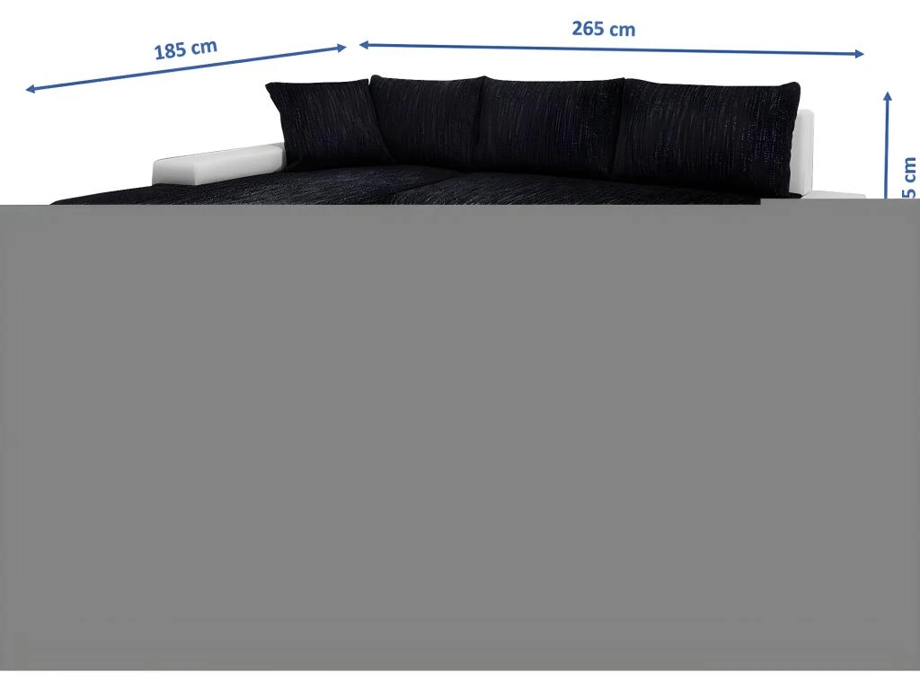 Canapé D'angle Convertible Gauche 4 Places Avec Coffre Joakim Noir Et Blanc 3 Canapé D'angle Convertible Gauche 4 Places Avec Coffre Joakim Noir Et Blanc – Image 3