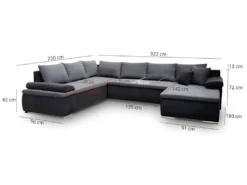 Canapé D'angle Panoramique Convertible Et Réversible En Simili Et Tissu DAKOTA - Marron -Canapé Soldes Boutique canape 11225315