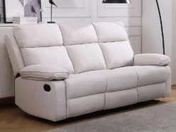 Canapé 3 Places Relax En Tissu Beige LANA -Canapé Soldes Boutique canape 11344979